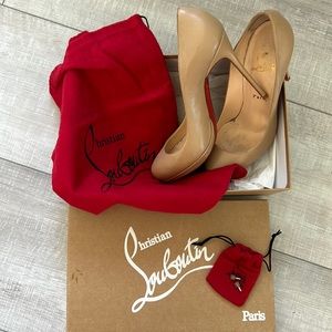 RARE!! Christian Louboutin Paris nude matte leather pumps (NOT patent leather!)
